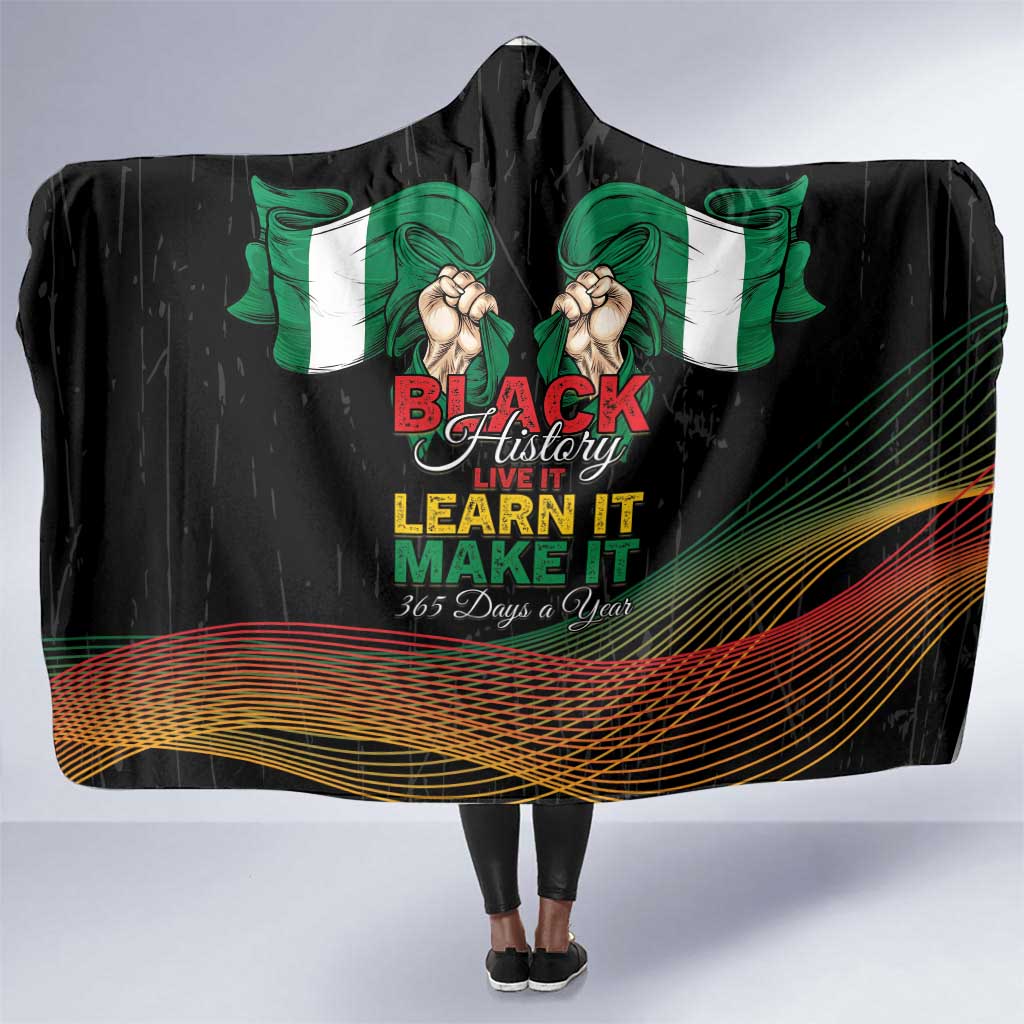 Nigeria Black History Month Hooded Blanket Live It Learn It Make It - Wonder Print Shop