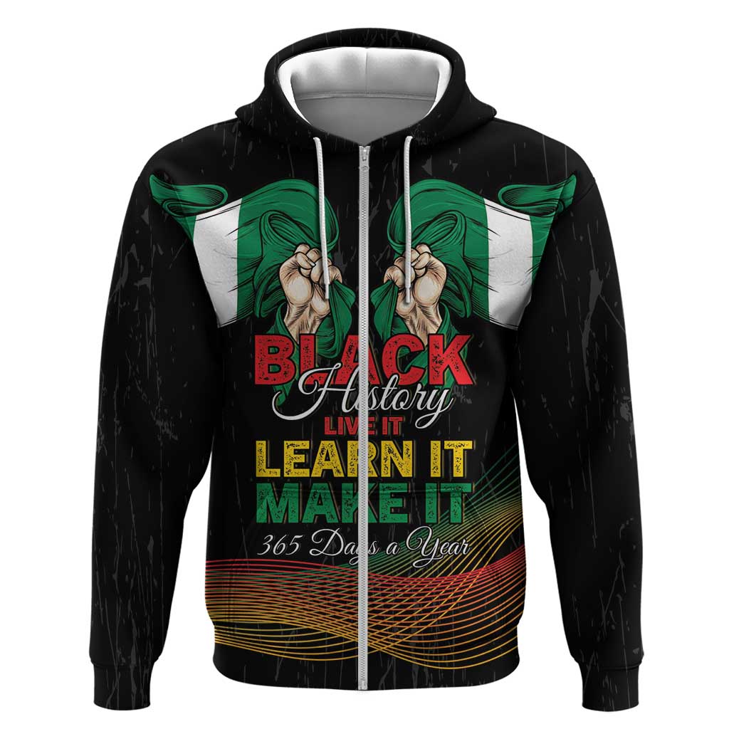 Personalized Nigeria Black History Month Hoodie Live It Learn It Make It - Wonder Print Shop