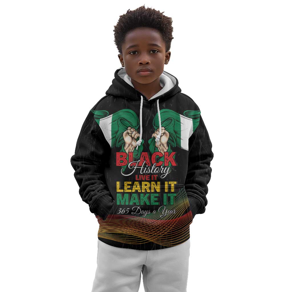 Personalized Nigeria Black History Month Kid Hoodie Live It Learn It Make It - Wonder Print Shop