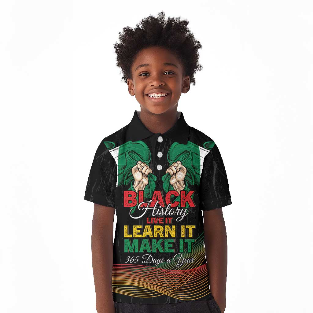 Personalized Nigeria Black History Month Kid Polo Shirt Live It Learn It Make It - Wonder Print Shop