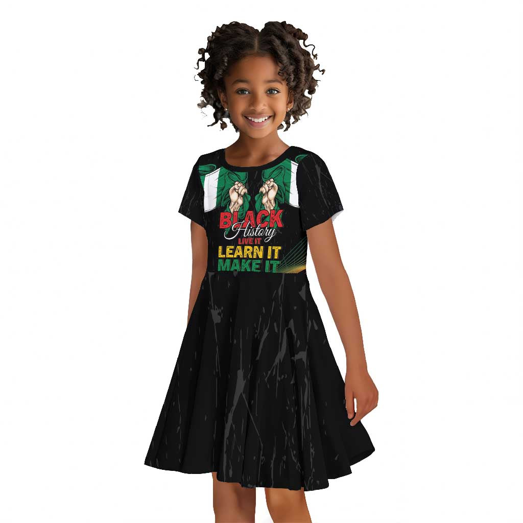 Personalized Nigeria Black History Month Kid Short Sleeve Dress Live It Learn It Make It - Wonder Print Shop