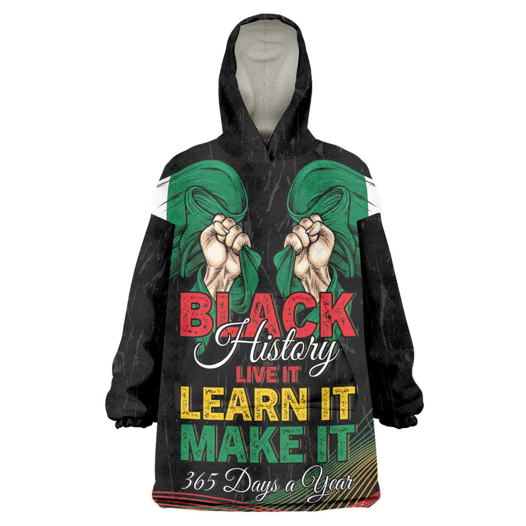 Personalized Nigeria Black History Month Kid Wearable Blanket Hoodie Live It Learn It Make It - Wonder Print Shop