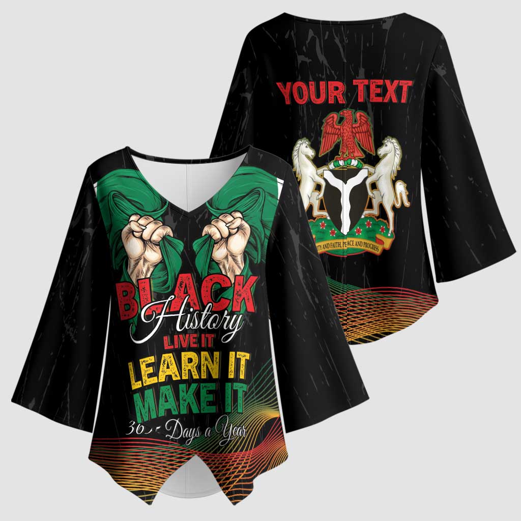 Personalized Nigeria Black History Month Kimono Sleeve Blouse Live It Learn It Make It - Wonder Print Shop