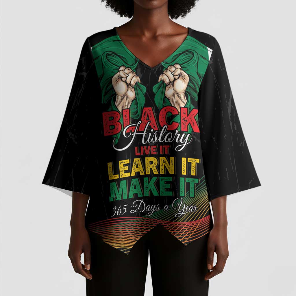 Personalized Nigeria Black History Month Kimono Sleeve Blouse Live It Learn It Make It - Wonder Print Shop
