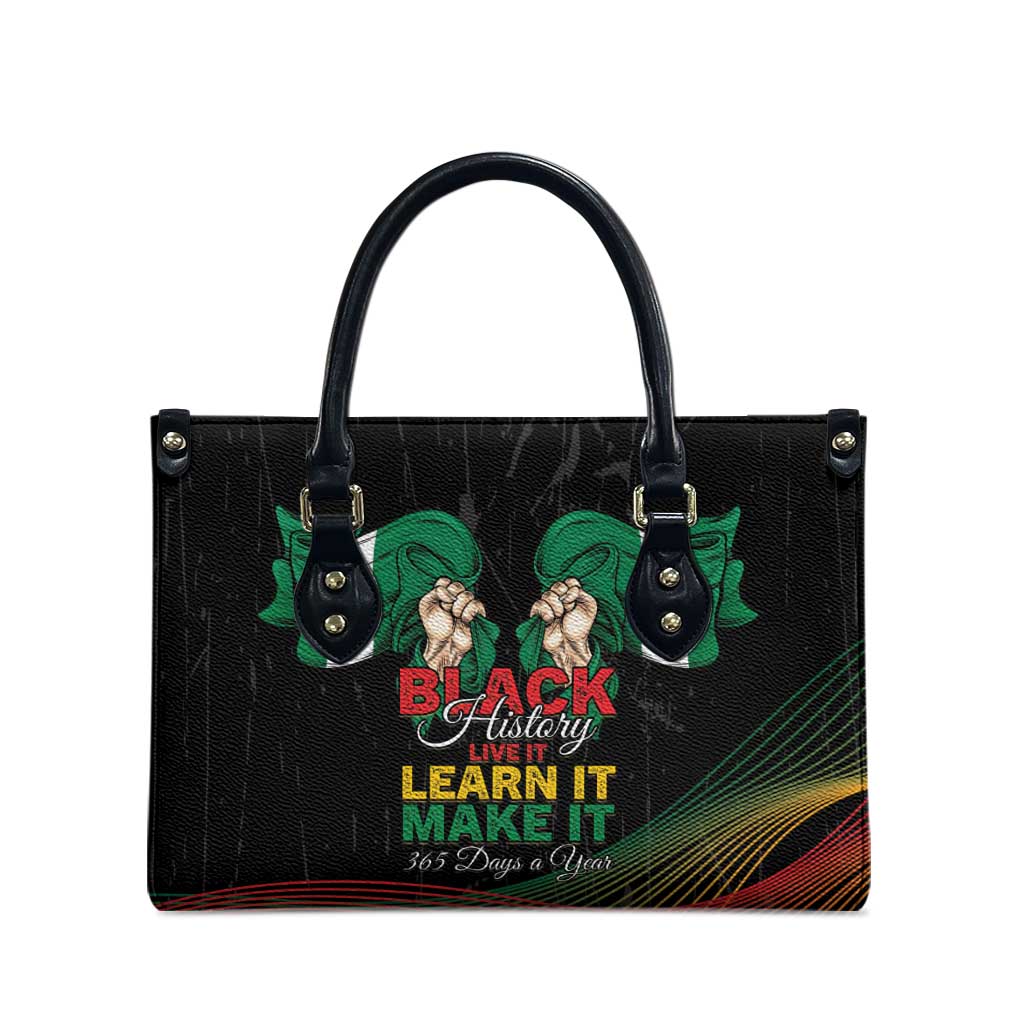 Nigeria Black History Month Leather Bag Live It Learn It Make It - Wonder Print Shop