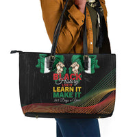Nigeria Black History Month Leather Tote Bag Live It Learn It Make It - Wonder Print Shop
