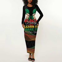 Personalized Nigeria Black History Month Long Sleeve Bodycon Dress Live It Learn It Make It - Wonder Print Shop