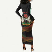 Personalized Nigeria Black History Month Long Sleeve Bodycon Dress Live It Learn It Make It - Wonder Print Shop