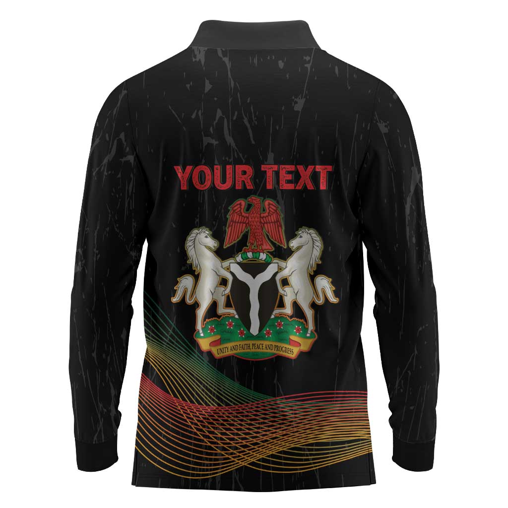 Personalized Nigeria Black History Month Long Sleeve Polo Shirt Live It Learn It Make It - Wonder Print Shop