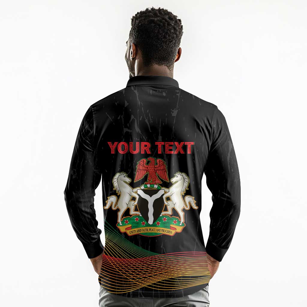 Personalized Nigeria Black History Month Long Sleeve Polo Shirt Live It Learn It Make It - Wonder Print Shop