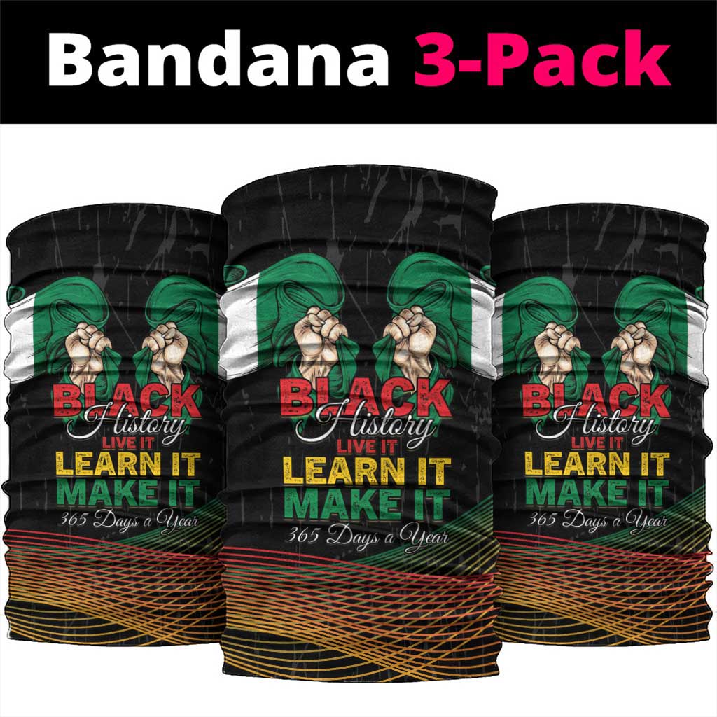Nigeria Black History Month Neck Gaiter Live It Learn It Make It - Wonder Print Shop