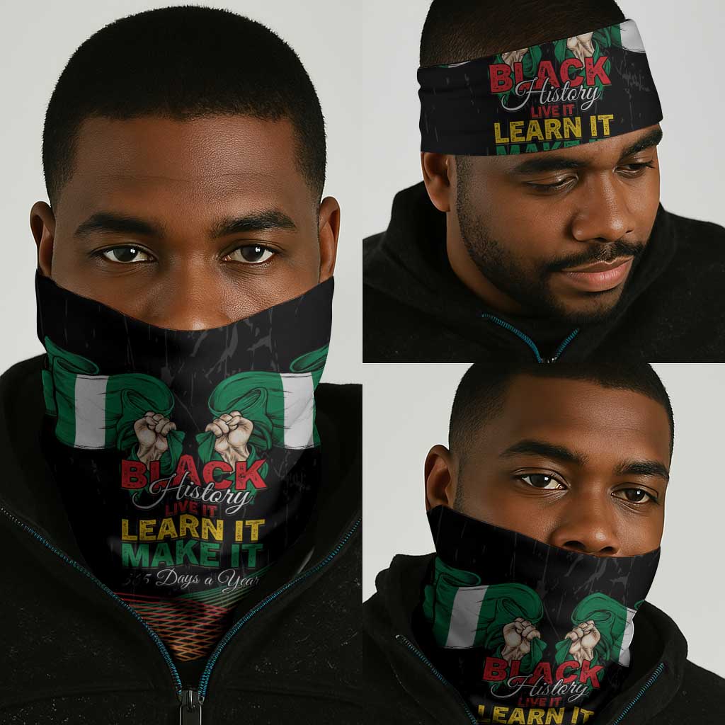 Nigeria Black History Month Neck Gaiter Live It Learn It Make It - Wonder Print Shop
