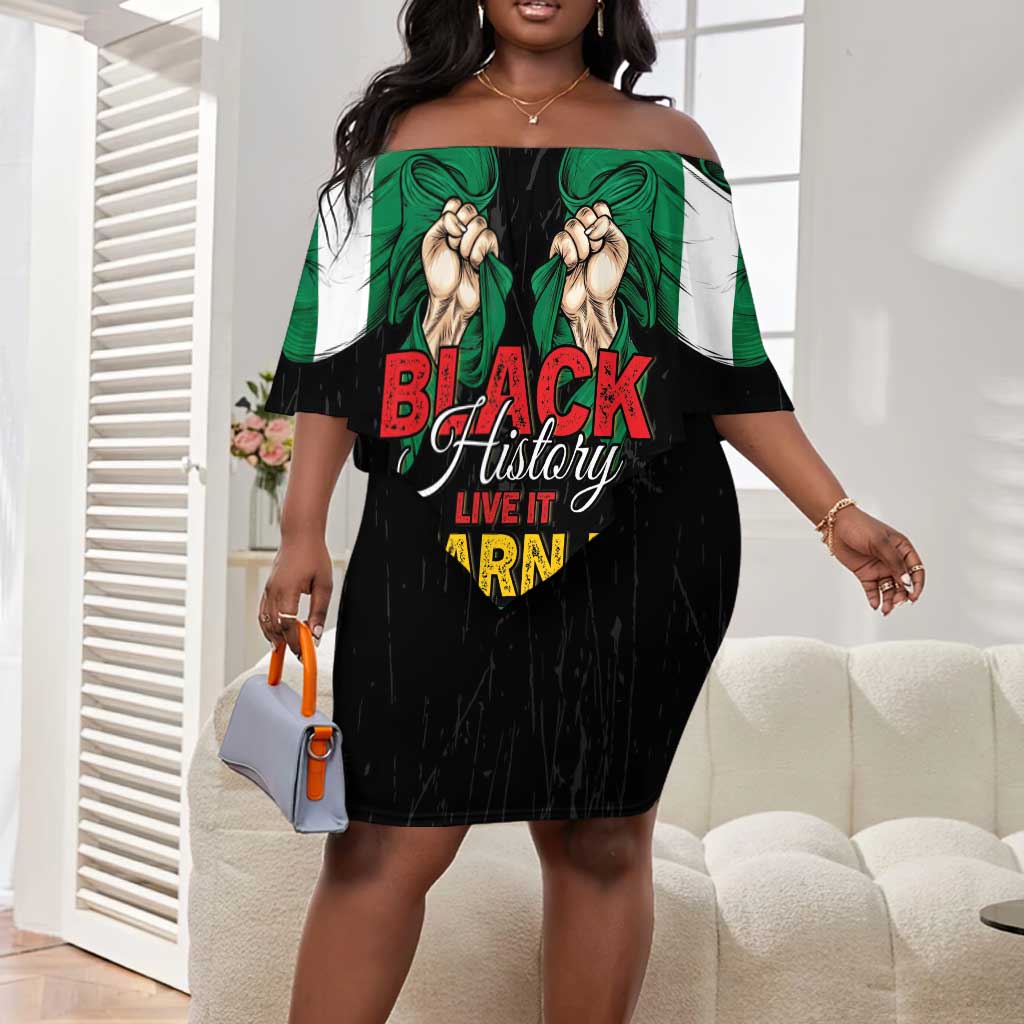 Personalized Nigeria Black History Month Off Shoulder Short Dress Live It Learn It Make It - Wonder Print Shop