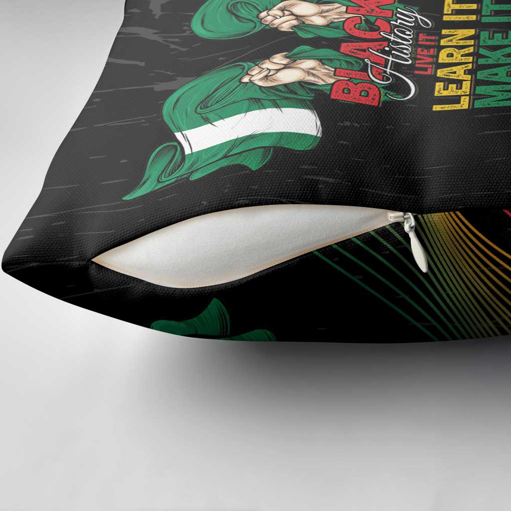 Nigeria Black History Month Pillow Cover Live It Learn It Make It - Wonder Print Shop