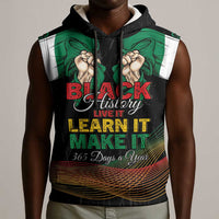 Personalized Nigeria Black History Month Sleeveless Hoodie Live It Learn It Make It - Wonder Print Shop