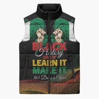 Personalized Nigeria Black History Month Sleeveless Puffer Jacket Live It Learn It Make It - Wonder Print Shop