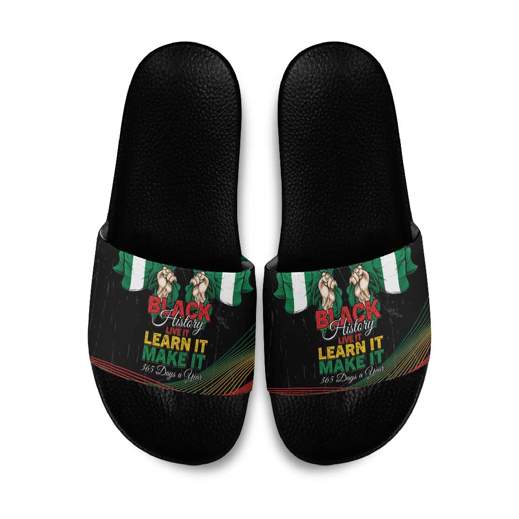 Nigeria Black History Month Slide Sandals Live It Learn It Make It - Wonder Print Shop