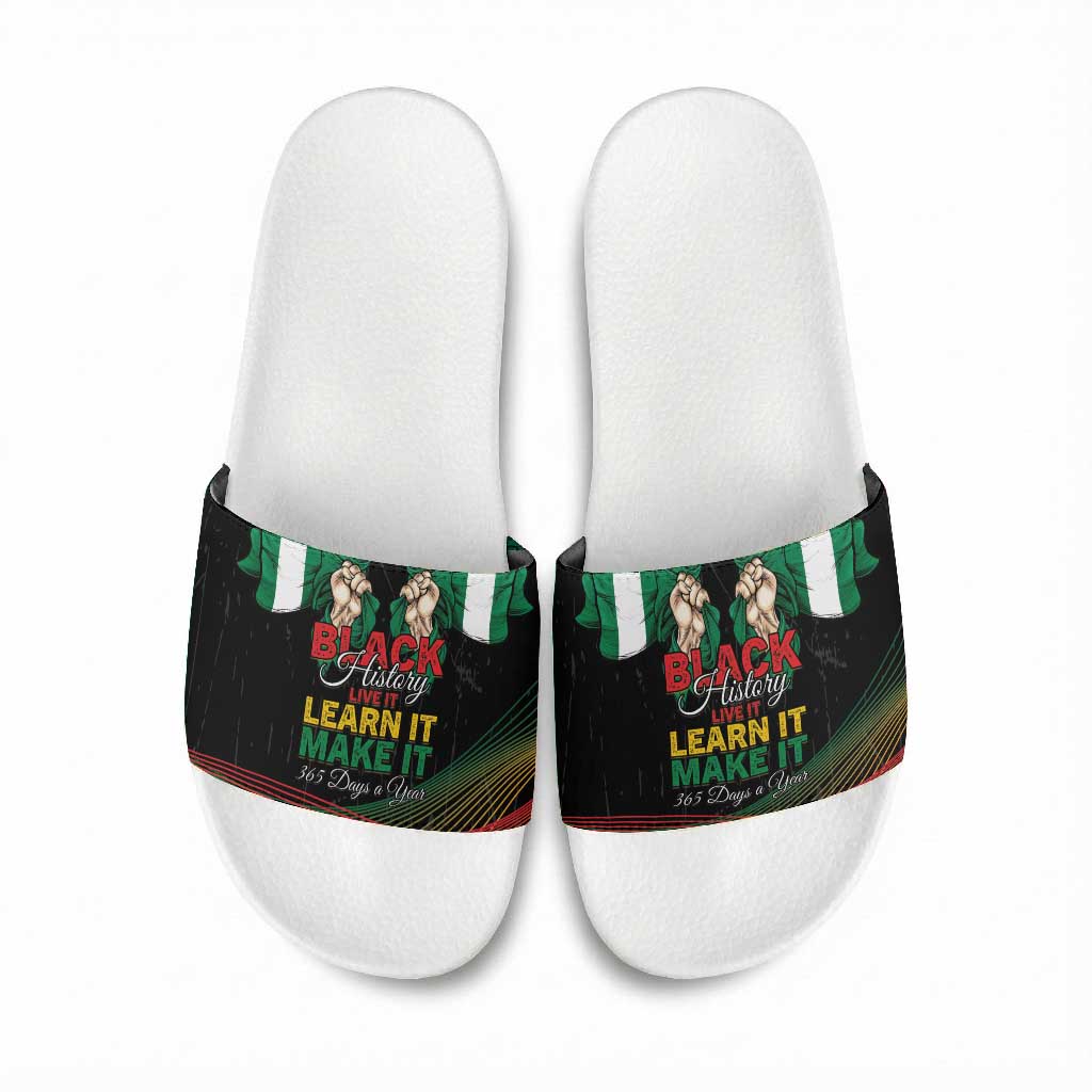 Nigeria Black History Month Slide Sandals Live It Learn It Make It - Wonder Print Shop