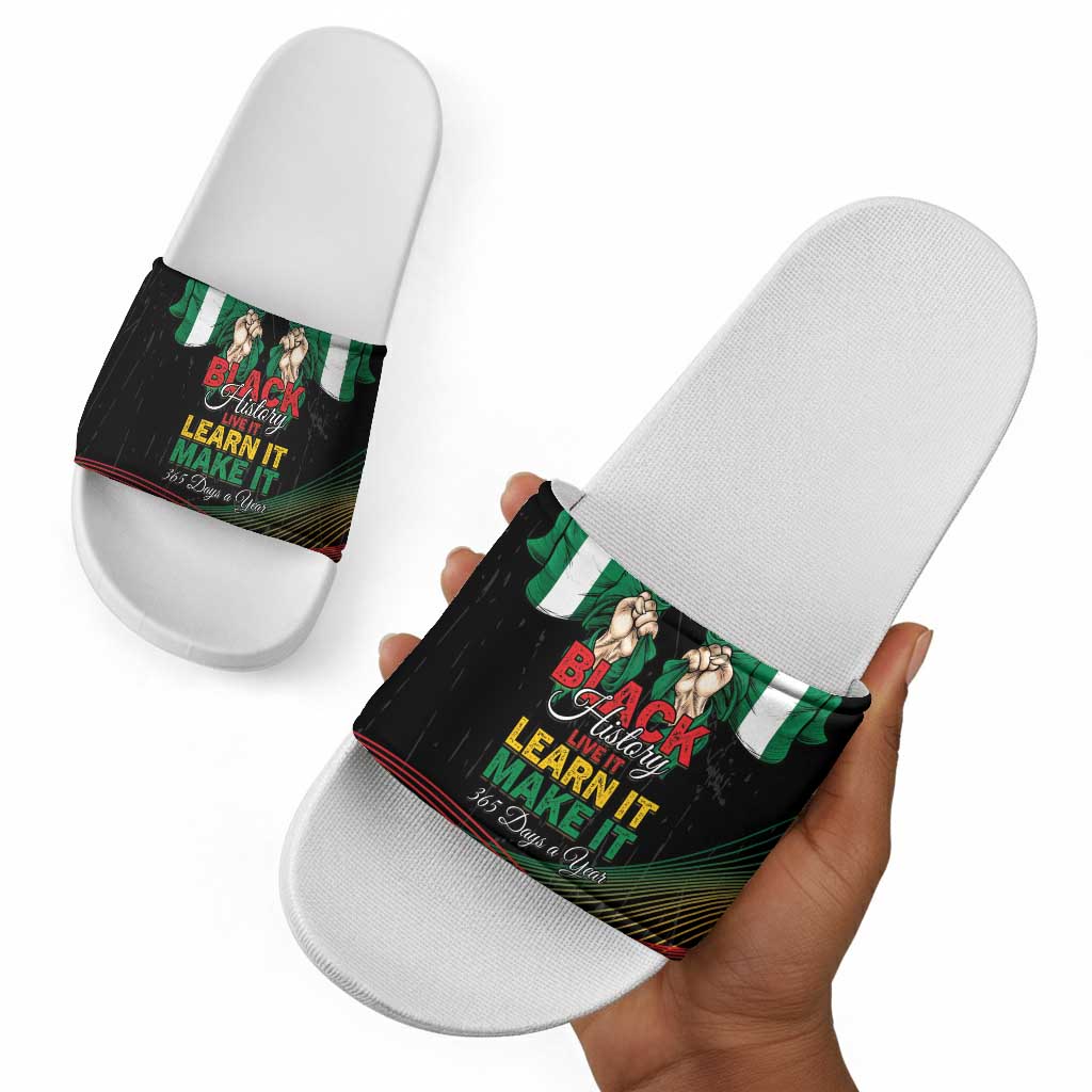 Nigeria Black History Month Slide Sandals Live It Learn It Make It - Wonder Print Shop