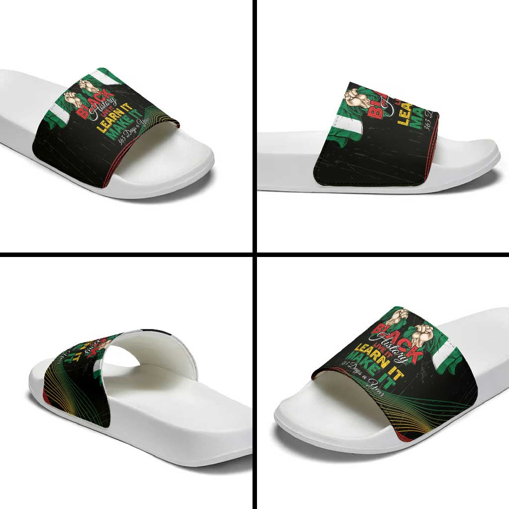 Nigeria Black History Month Slide Sandals Live It Learn It Make It - Wonder Print Shop