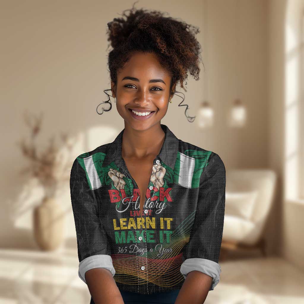 Personalized Nigeria Black History Month Women Casual Shirt Live It Learn It Make It - Wonder Print Shop