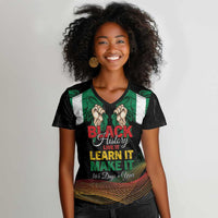 Personalized Nigeria Black History Month Women V-Neck T-Shirt Live It Learn It Make It - Wonder Print Shop