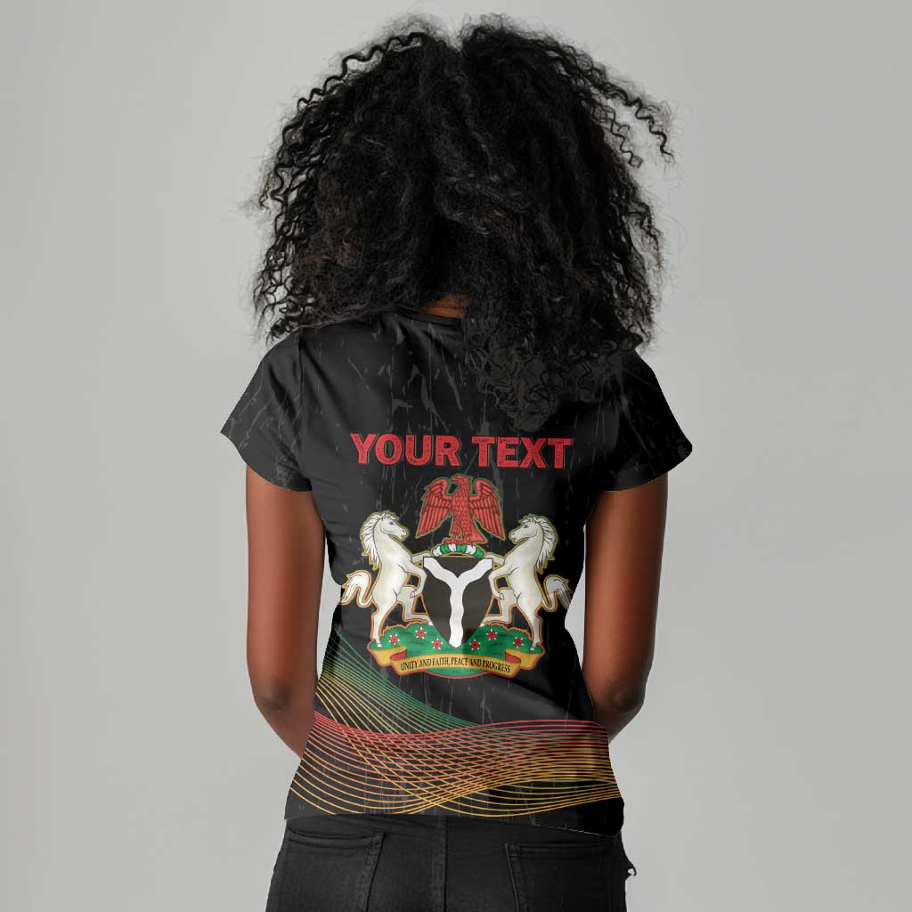 Personalized Nigeria Black History Month Women V-Neck T-Shirt Live It Learn It Make It - Wonder Print Shop