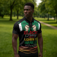 Personalized Nigeria Black History Month Zipper Polo Shirt Live It Learn It Make It - Wonder Print Shop