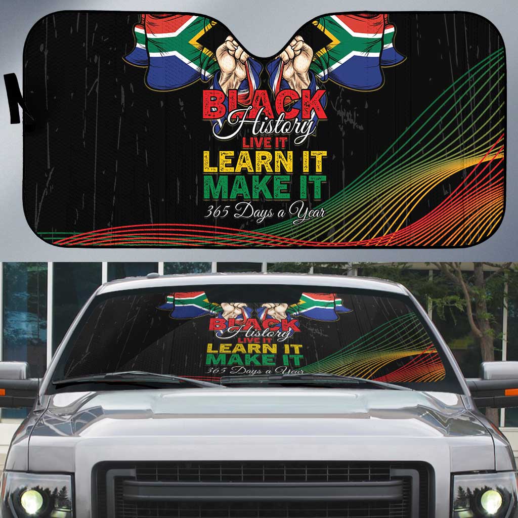 South Africa Black History Month Auto Sun Shade Live It Learn It Make It - Wonder Print Shop