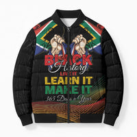 Personalized South Africa Black History Month Bomber Puffer Jacket Live It Learn It Make It - Wonder Print Shop