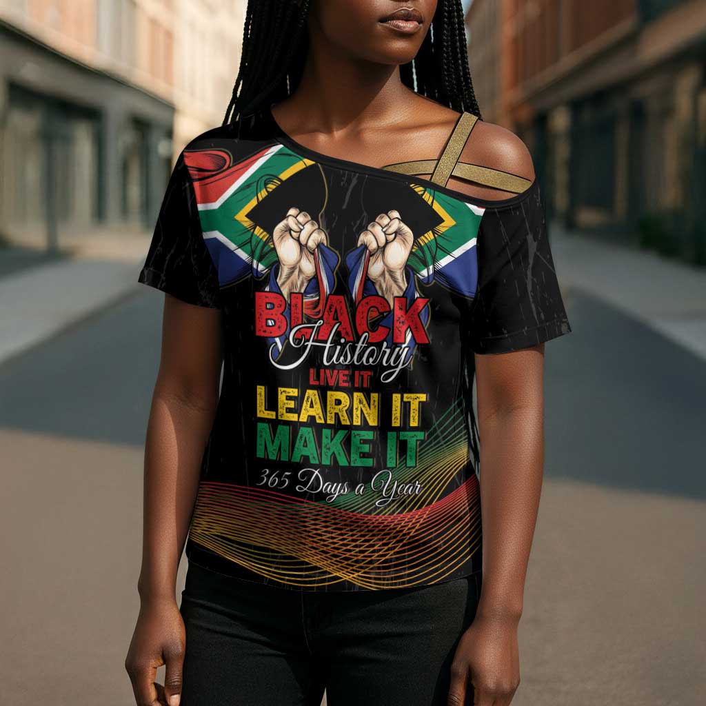 Personalized South Africa Black History Month Cross Shoulder Shirt Live It Learn It Make It - Wonder Print Shop