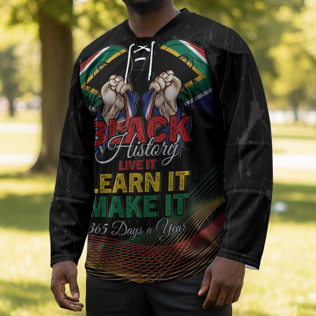 Personalized South Africa Black History Month Hockey Jersey Live It Learn It Make It - Wonder Print Shop
