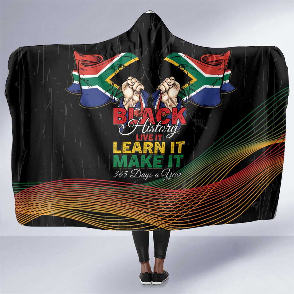 South Africa Black History Month Hooded Blanket Live It Learn It Make It - Wonder Print Shop