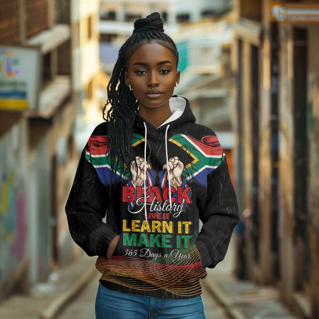 Personalized South Africa Black History Month Hoodie Live It Learn It Make It - Wonder Print Shop