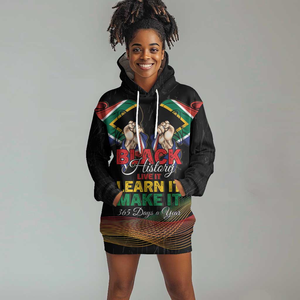 Personalized South Africa Black History Month Hoodie Dress Live It Learn It Make It - Wonder Print Shop