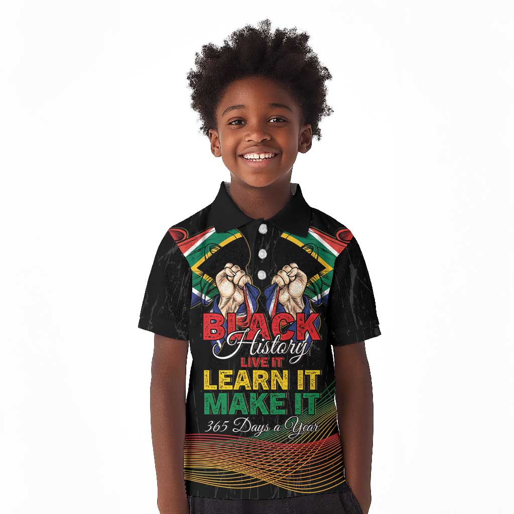 Personalized South Africa Black History Month Kid Polo Shirt Live It Learn It Make It - Wonder Print Shop