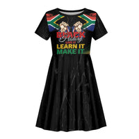 Personalized South Africa Black History Month Kid Short Sleeve Dress Live It Learn It Make It - Wonder Print Shop