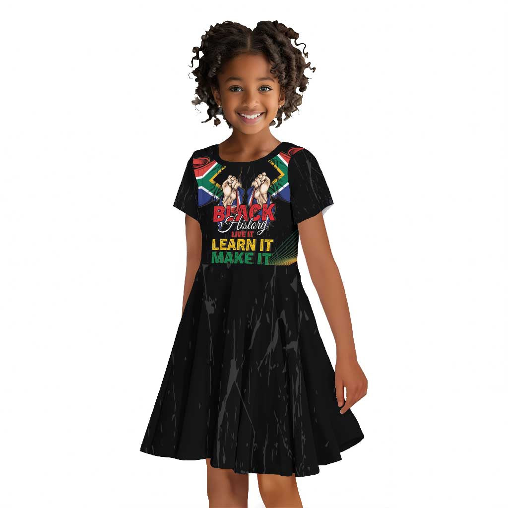 Personalized South Africa Black History Month Kid Short Sleeve Dress Live It Learn It Make It - Wonder Print Shop