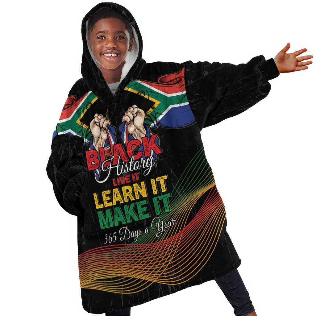 Personalized South Africa Black History Month Kid Wearable Blanket Hoodie Live It Learn It Make It - Wonder Print Shop