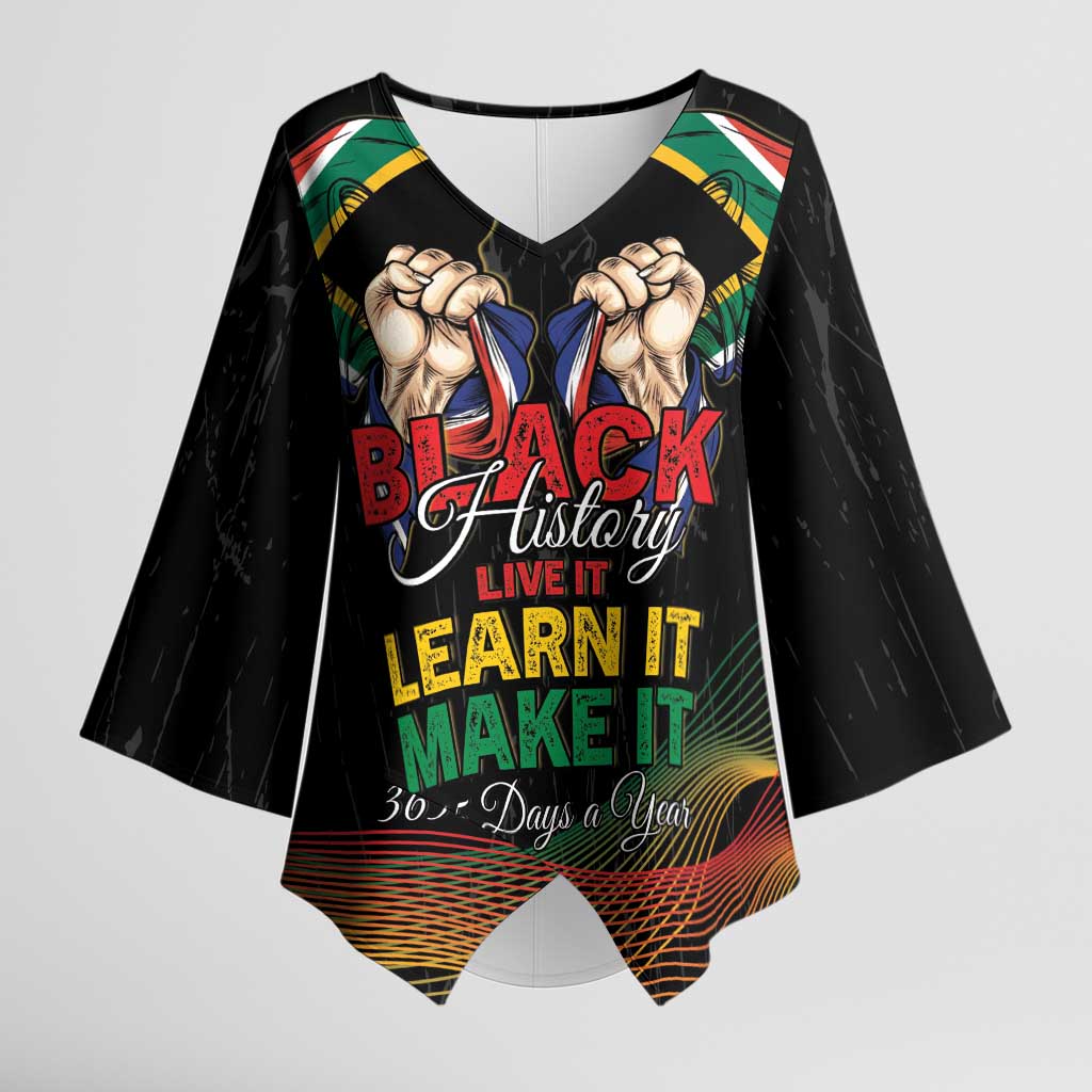 Personalized South Africa Black History Month Kimono Sleeve Blouse Live It Learn It Make It - Wonder Print Shop