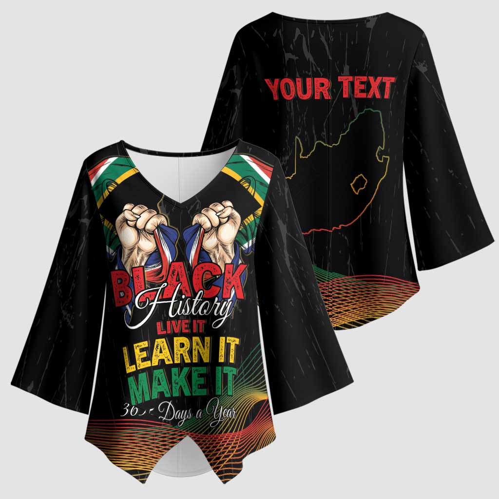 Personalized South Africa Black History Month Kimono Sleeve Blouse Live It Learn It Make It - Wonder Print Shop