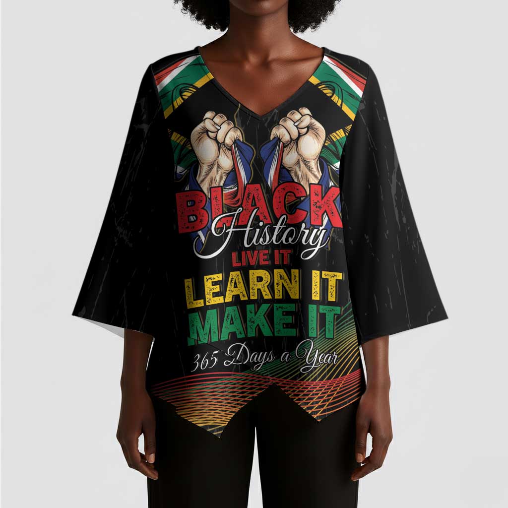 Personalized South Africa Black History Month Kimono Sleeve Blouse Live It Learn It Make It - Wonder Print Shop