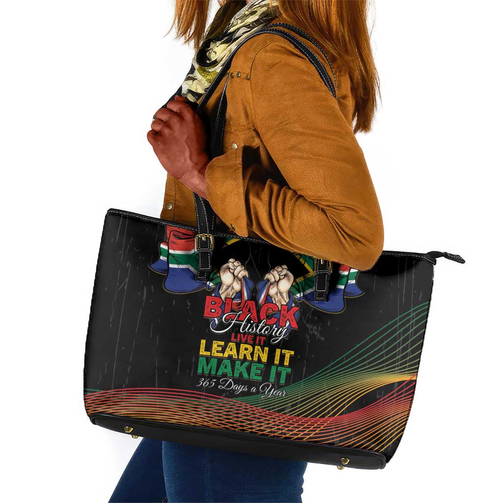South Africa Black History Month Leather Tote Bag Live It Learn It Make It - Wonder Print Shop