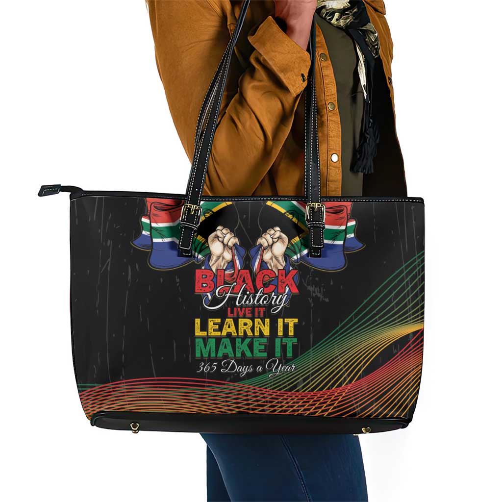 South Africa Black History Month Leather Tote Bag Live It Learn It Make It - Wonder Print Shop