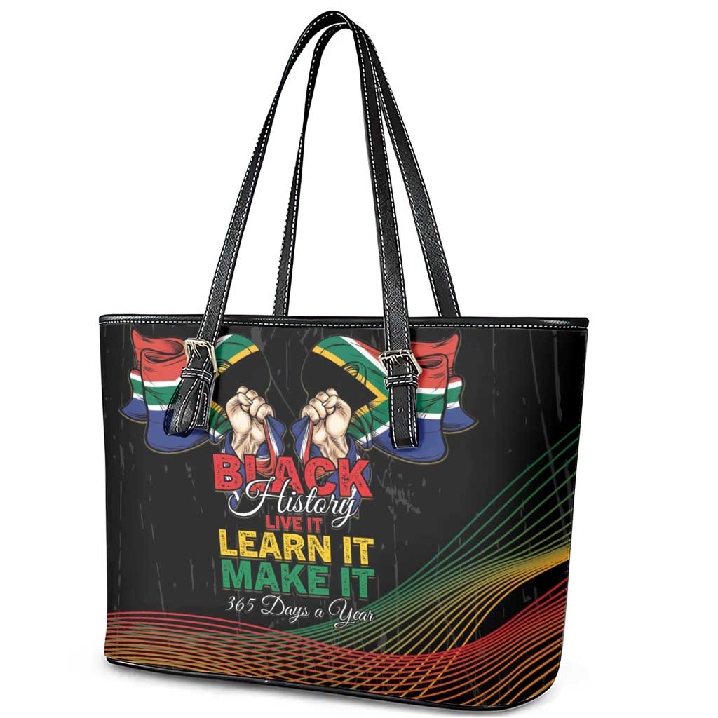South Africa Black History Month Leather Tote Bag Live It Learn It Make It - Wonder Print Shop