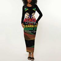 Personalized South Africa Black History Month Long Sleeve Bodycon Dress Live It Learn It Make It - Wonder Print Shop
