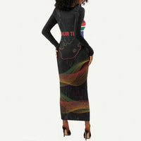 Personalized South Africa Black History Month Long Sleeve Bodycon Dress Live It Learn It Make It - Wonder Print Shop