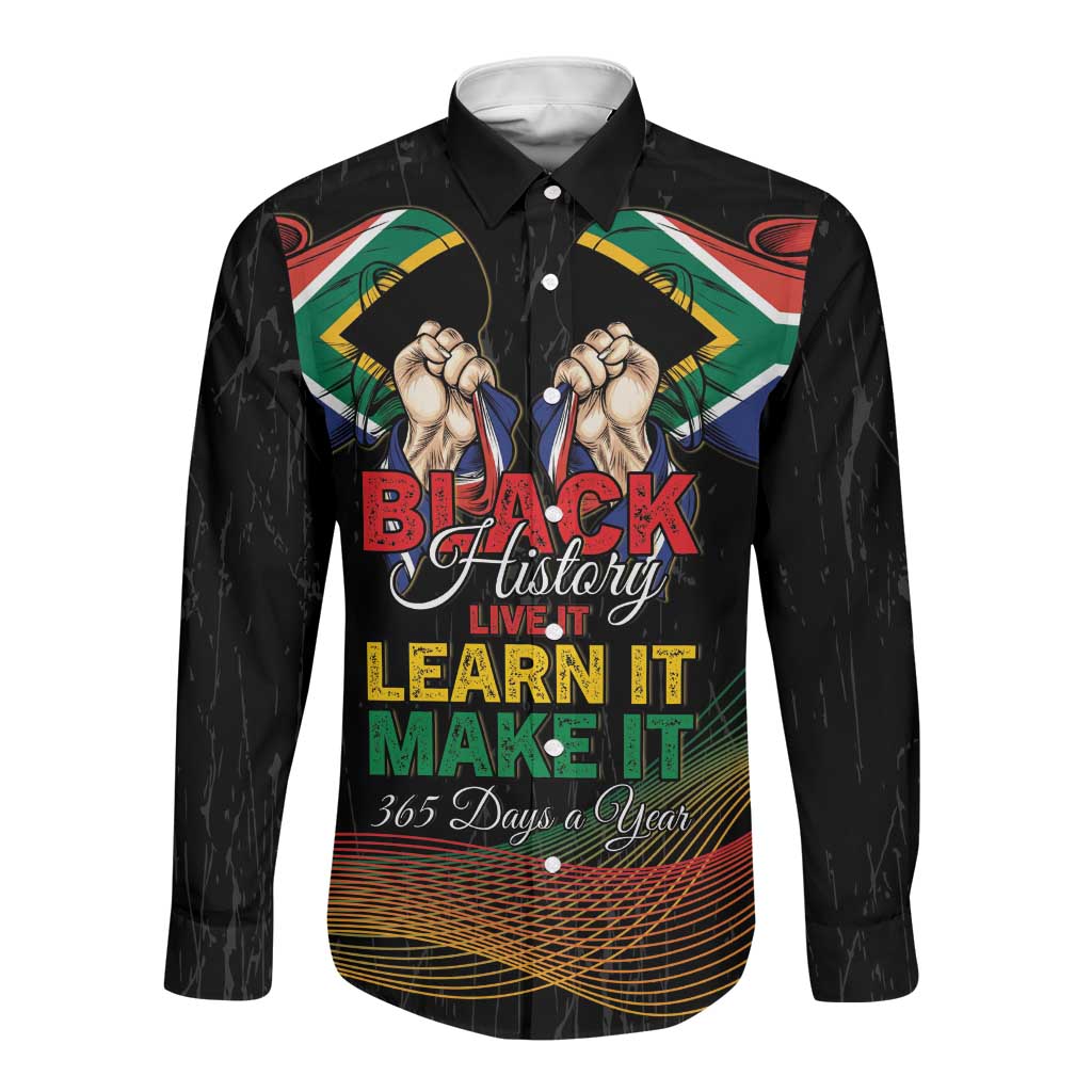 Personalized South Africa Black History Month Long Sleeve Button Shirt Live It Learn It Make It - Wonder Print Shop