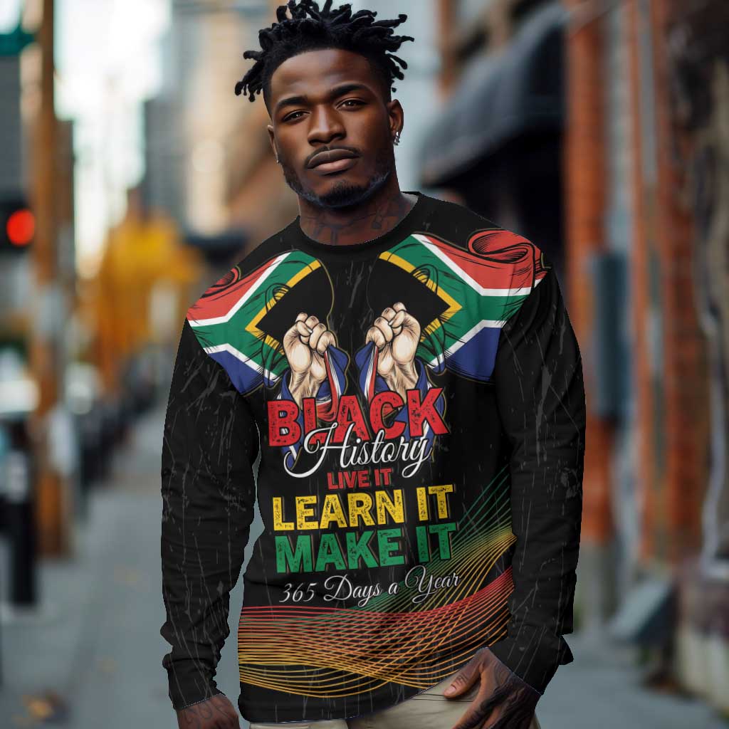 Personalized South Africa Black History Month Long Sleeve Shirt Live It Learn It Make It - Wonder Print Shop