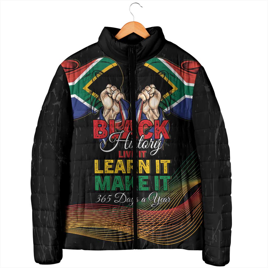 Personalized South Africa Black History Month Padded Jacket Live It Learn It Make It - Wonder Print Shop